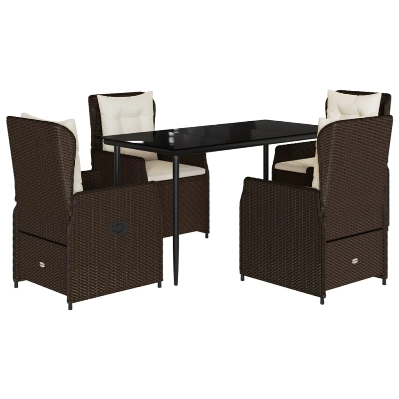 vidaXL 5-daļīgs dārza mēbeļu komplekts ar matračiem, PE rotangpalma