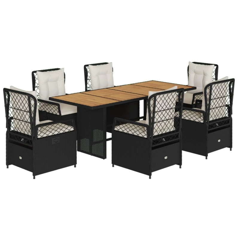 vidaXL 7-daļīgs dārza mēbeļu komplekts ar matračiem, PE rotangpalma