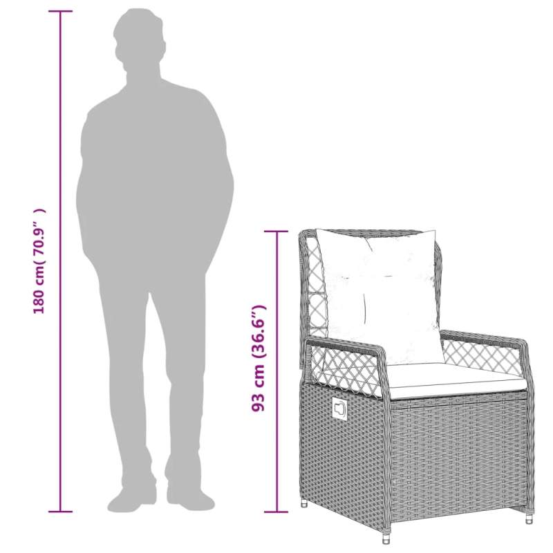 vidaXL 7-daļīgs dārza mēbeļu komplekts, matrači,gaiši pelēka PE pinums