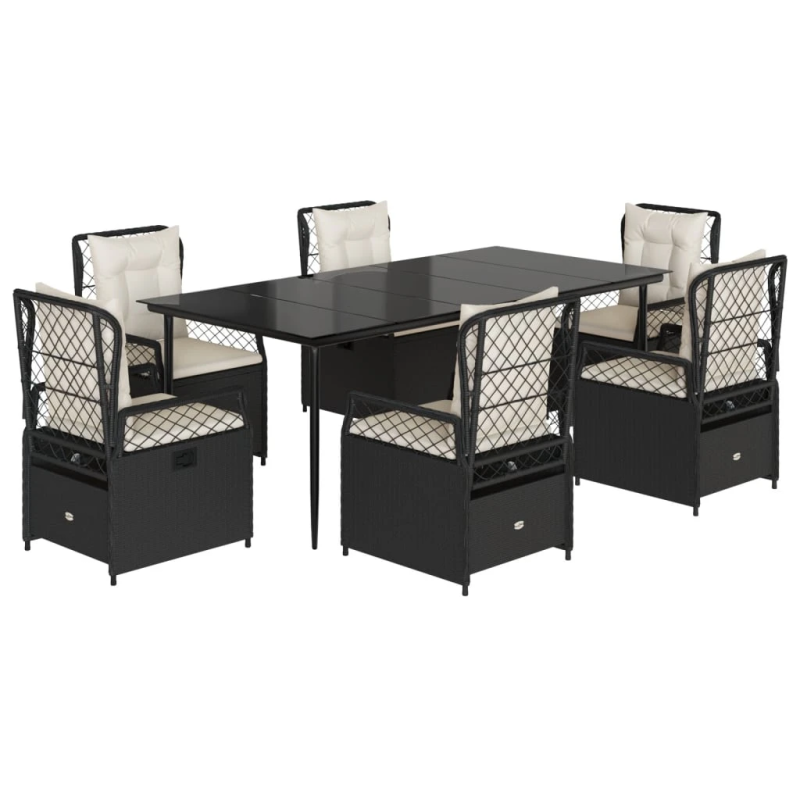 vidaXL 7-daļīgs dārza mēbeļu komplekts ar matračiem, PE rotangpalma