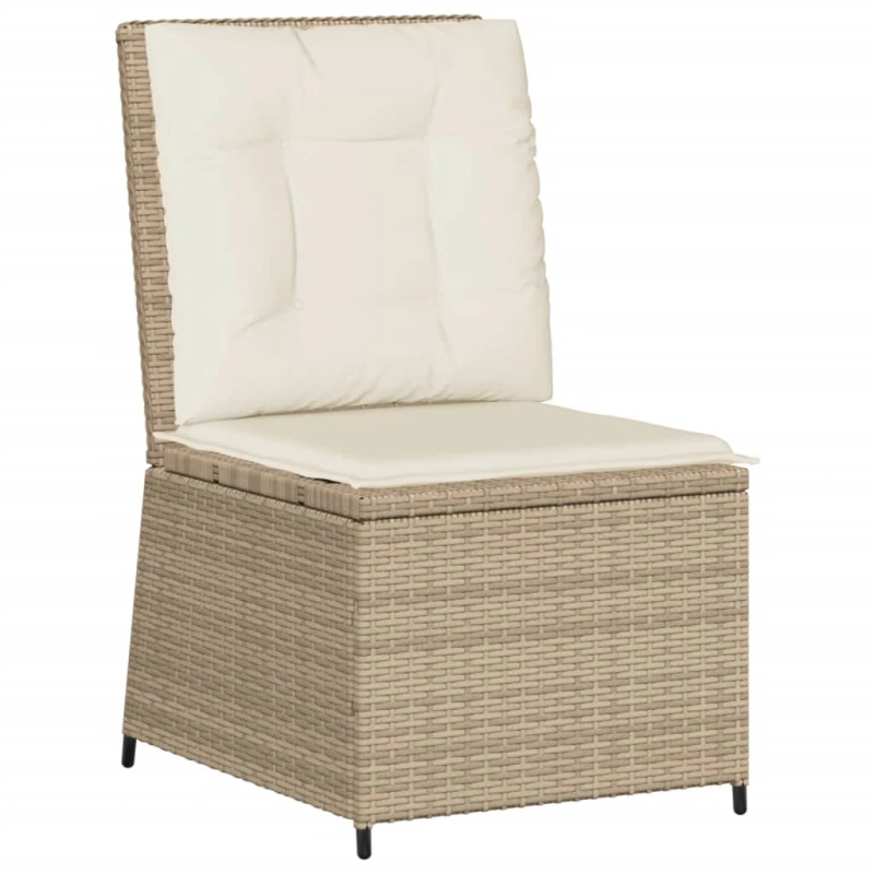 vidaXL 5-daļīgs dārza mēbeļu komplekts, matrači, bēša PE rotangpalma