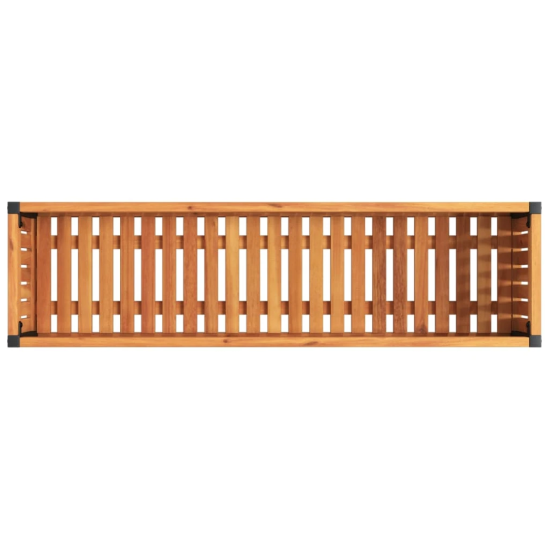 vidaXL puķu kaste, 110x30x27,5 cm, akācijas masīvkoks, tērauds