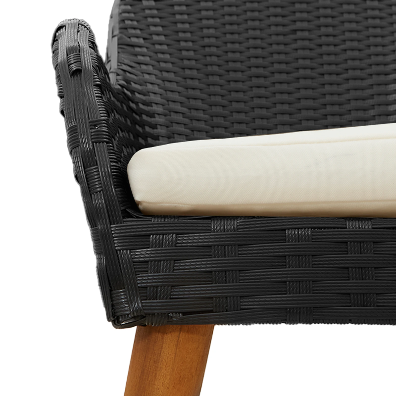 vidaXL Dārza ēdamgalds ar spilvenu 5 pcs Melna poliratāns