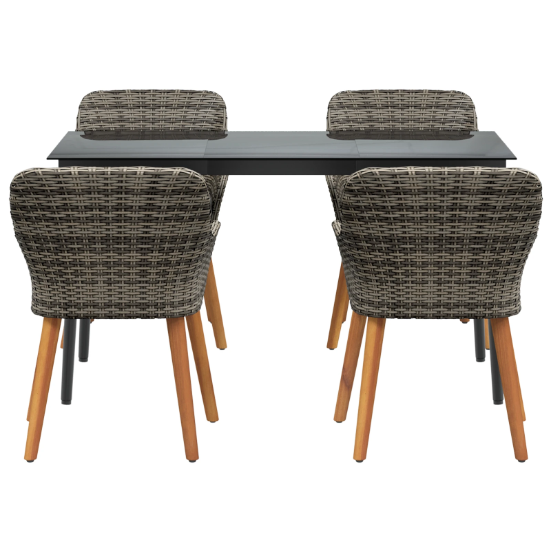 vidaXL Dārza ēdamgalds ar spilvenu 5 pcs Pelēka poliratāns