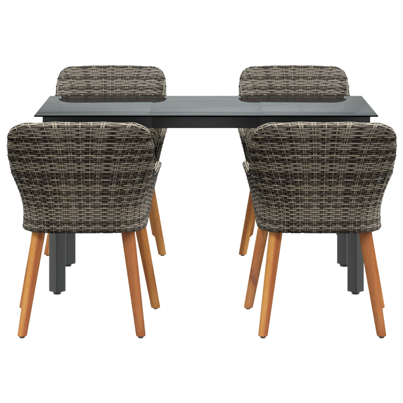 vidaXL Dārza ēdamgalds ar spilvenu 5 pcs Pelēka poliratāns