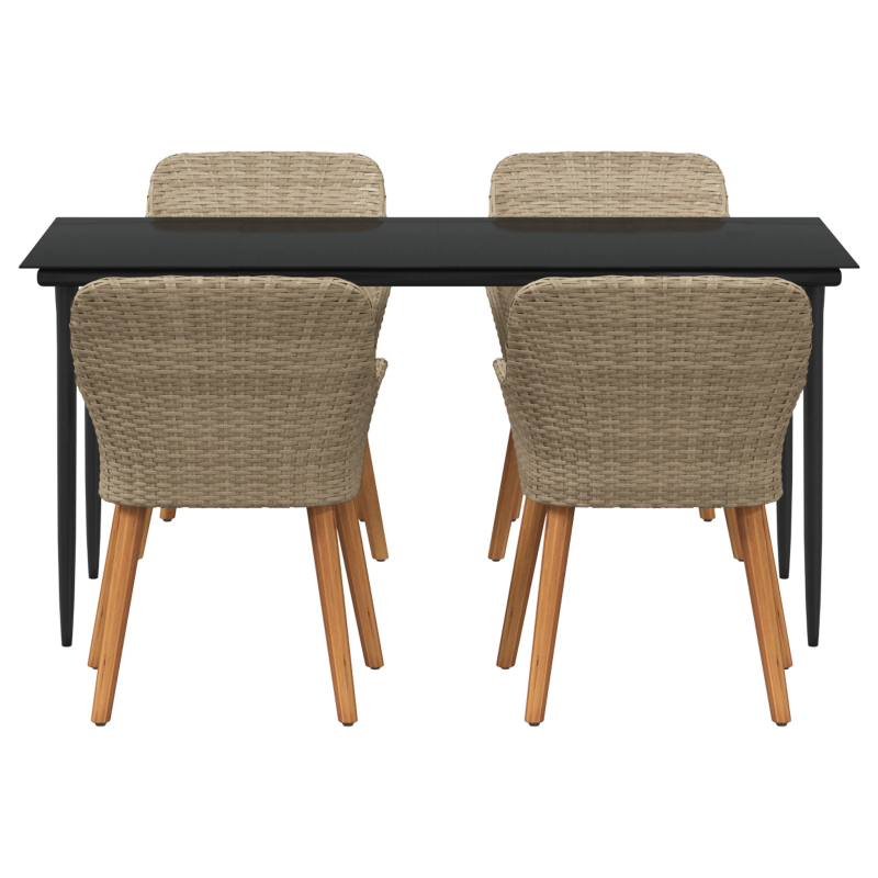 vidaXL Dārza ēdamgalds ar spilvenu 5 pcs Bēša poliratāns