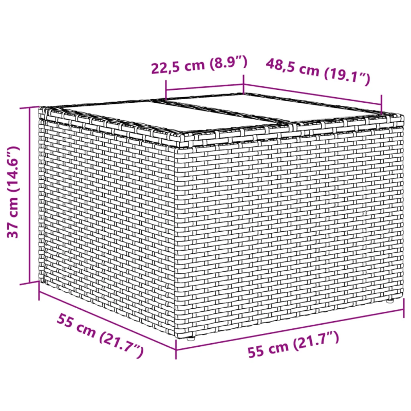 vidaXL 2-daļīgs dārza dīvānu komplekts, pelēka PE rotangpalma, stikls