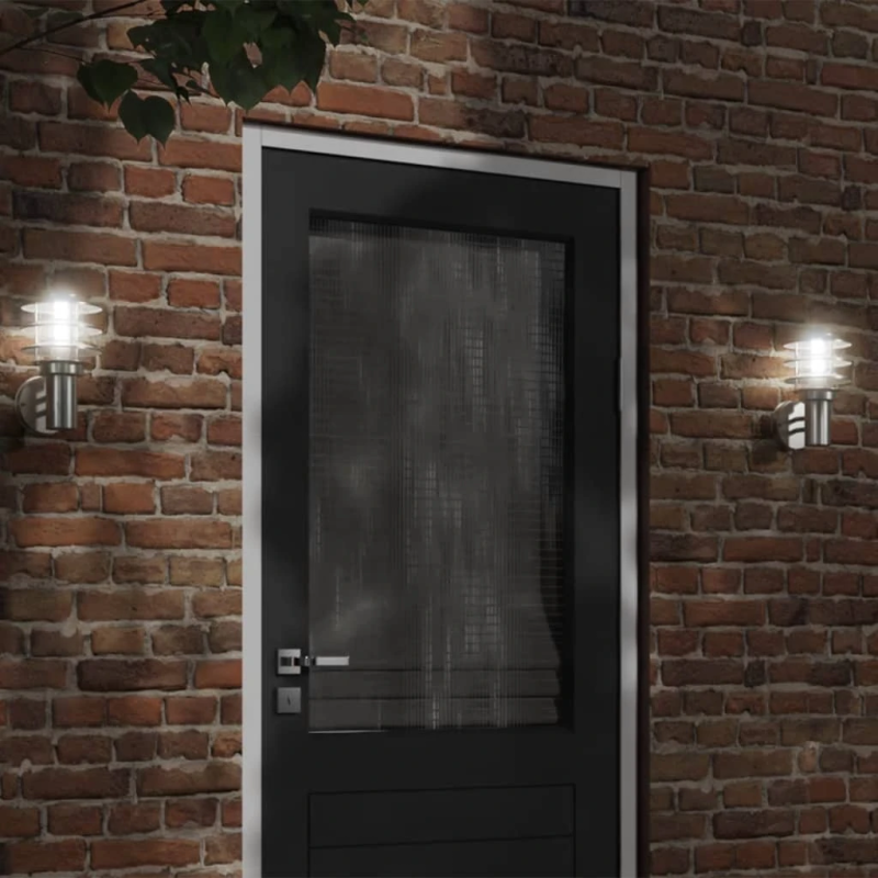 vidaXL āra sienas lampa, sudrabaina, nerūsējošs tērauds