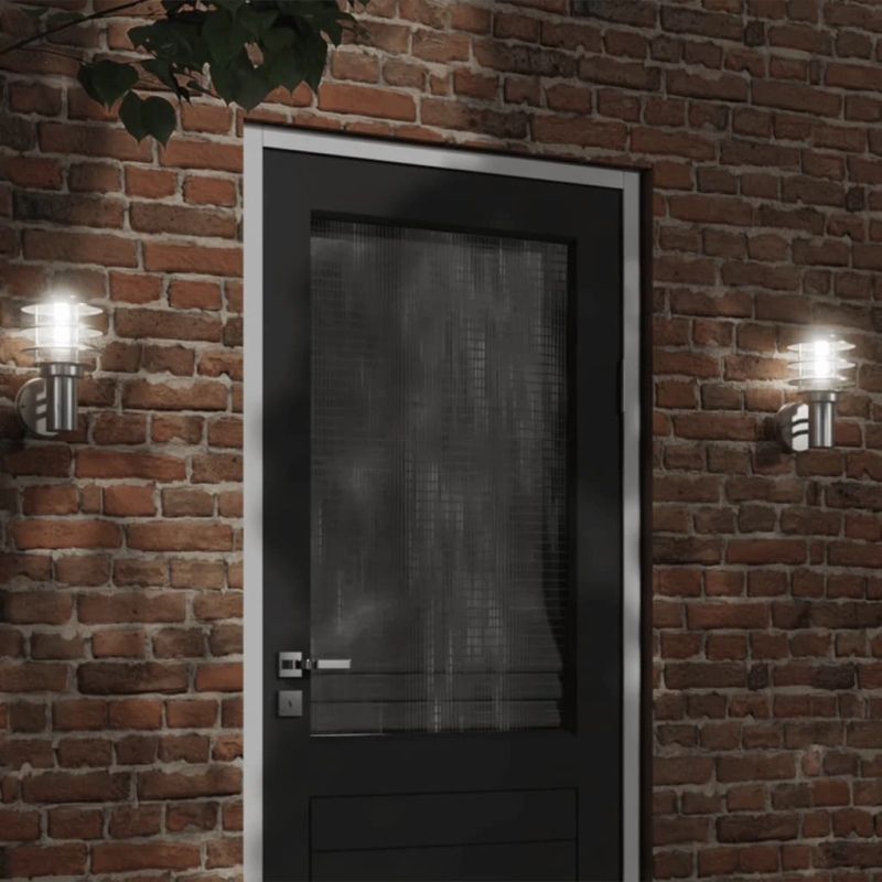 vidaXL āra sienas lampas, 2 gab., sudraba krāsa, nerūsējošs tērauds