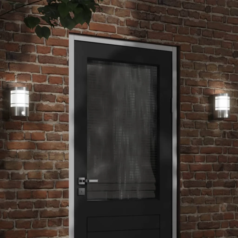 vidaXL āra sienas lampas ar sensoru, 2 gab., nerūsējošs tērauds