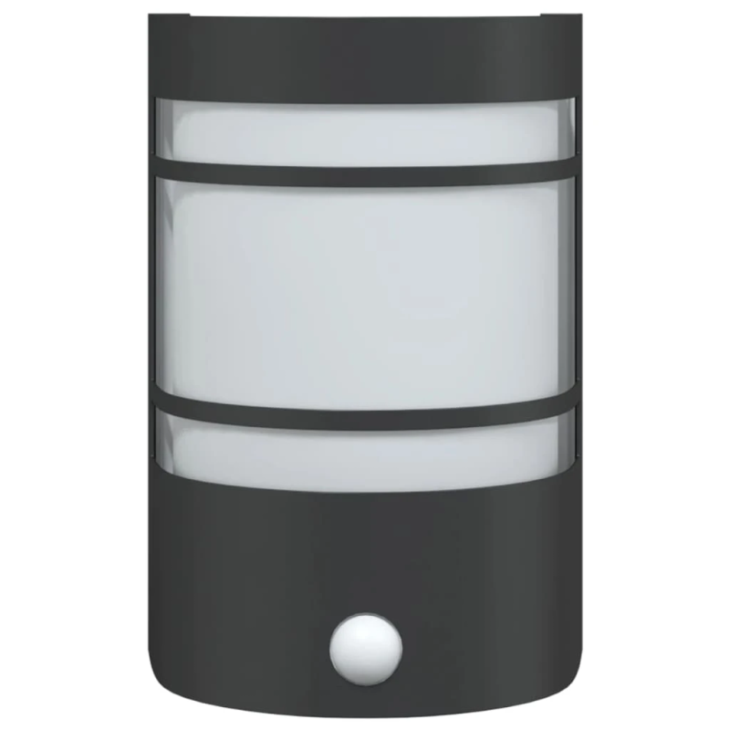 vidaXL āra sienas lampas ar sensoru, 2 gab., melns, nerūsējošs tērauds