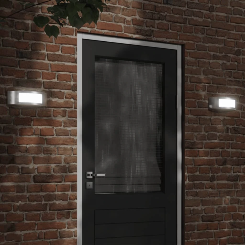 vidaXL āra sienas lampas, 2 gab., sudraba krāsa, nerūsējošs tērauds