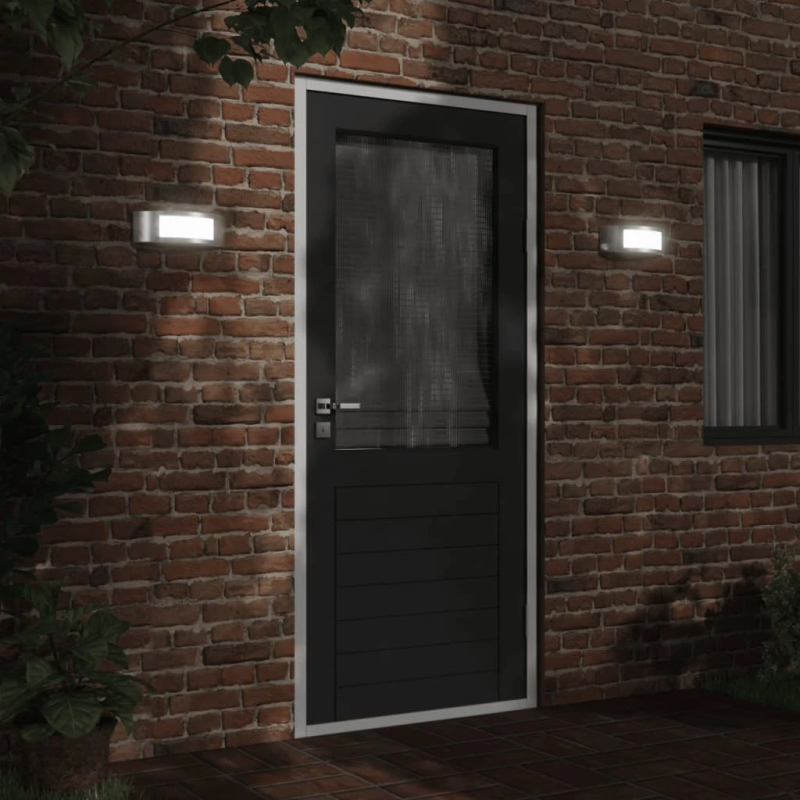 vidaXL āra sienas lampas, 2 gab., sudraba krāsa, nerūsējošs tērauds