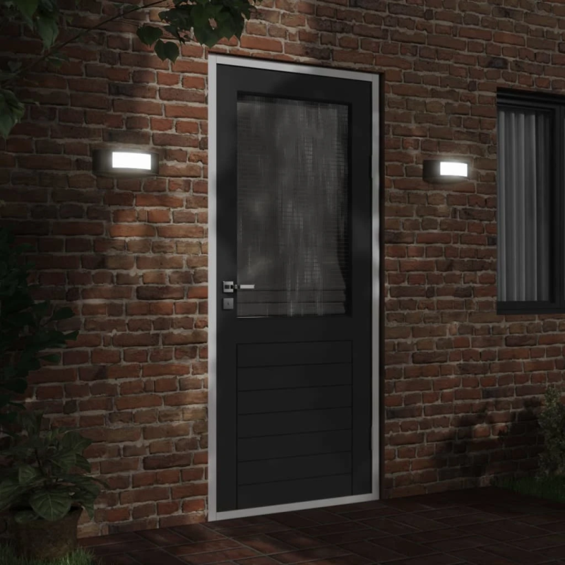 vidaXL āra sienas lampas, 2 gab., melns, nerūsējošs tērauds