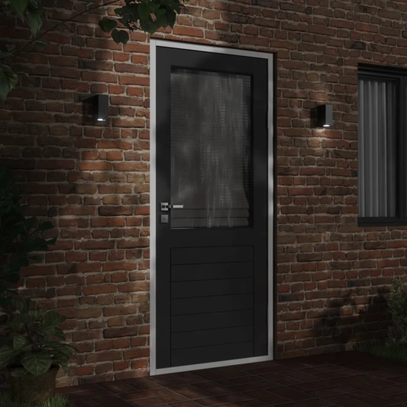 vidaXL āra sienas lampas, 2 gab., melns, liets alumīnijs