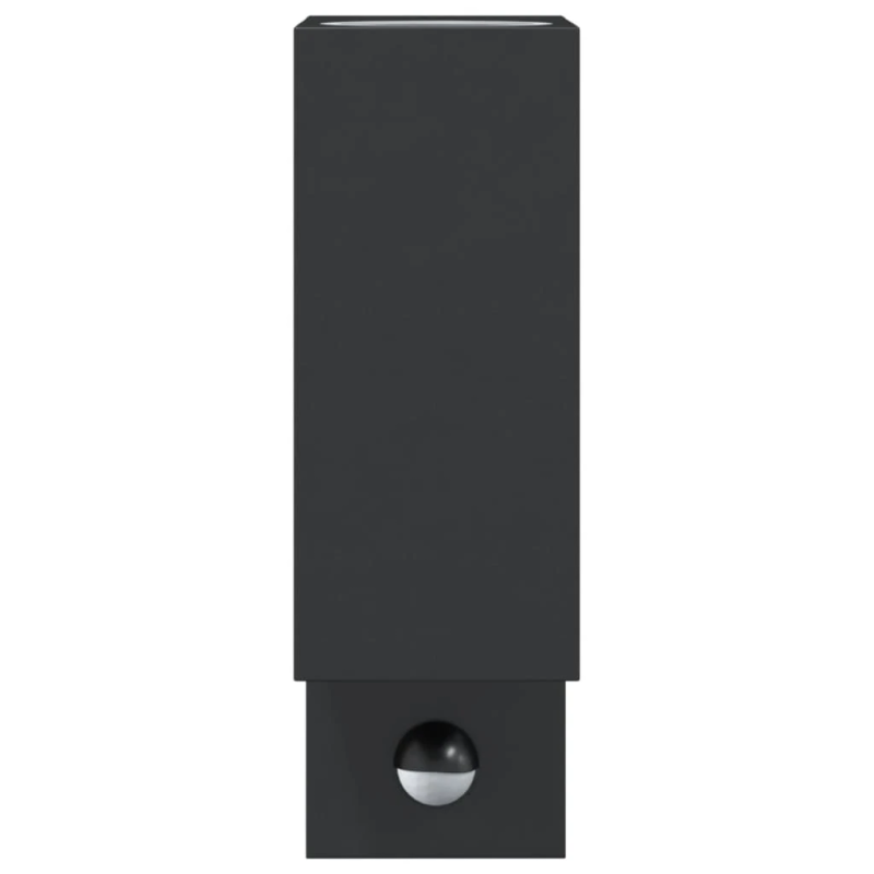 vidaXL āra sienas lampa ar sensora, melns, liets alumīnijs