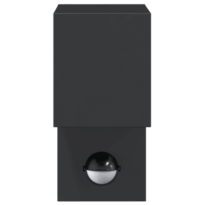 vidaXL āra sienas lampa ar sensora, melns, liets alumīnijs