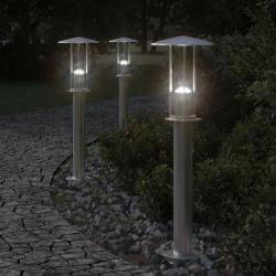 vidaXL āra zemes lampa, sudrabaina, 60 cm, nerūsējošs tērauds