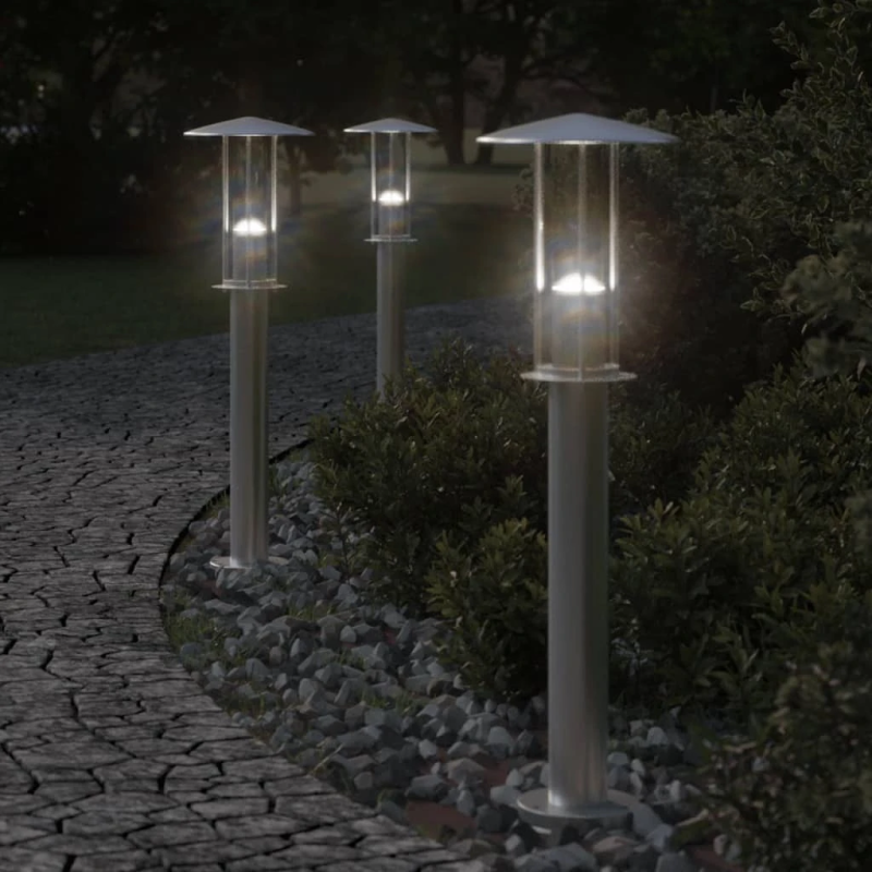 vidaXL āra zemes lampa, sudrabaina, 60 cm, nerūsējošs tērauds