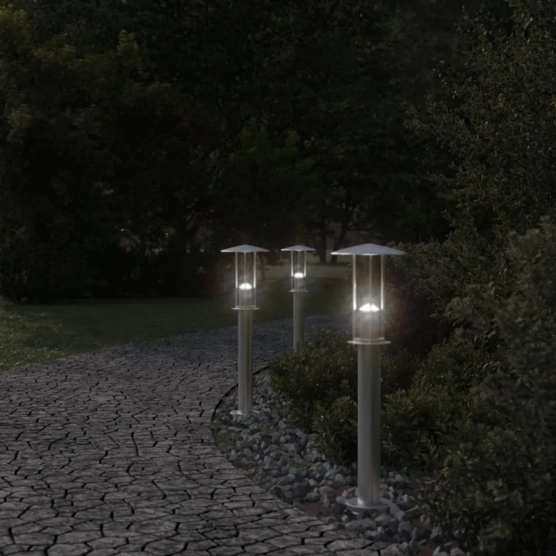 vidaXL āra zemes lampa, sudrabaina, 60 cm, nerūsējošs tērauds