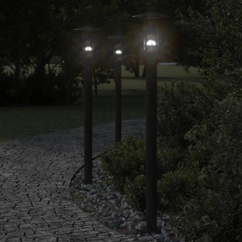 vidaXL āra zemes lampa, melnas, 100 cm, nerūsējošs tērauds