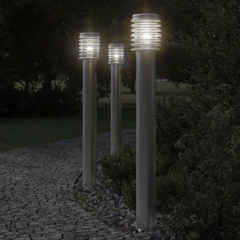 vidaXL āra zemes lampa, sudrabaina, 110 cm, nerūsējošs tērauds