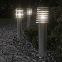 vidaXL āra zemes lampa ar kontaktligzdu, 60 cm, nerūsējošs tērauds