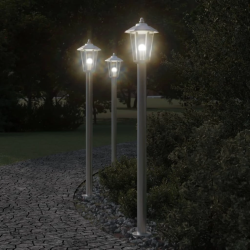 vidaXL āra zemes lampa, sudrabaina, 120 cm, nerūsējošs tērauds