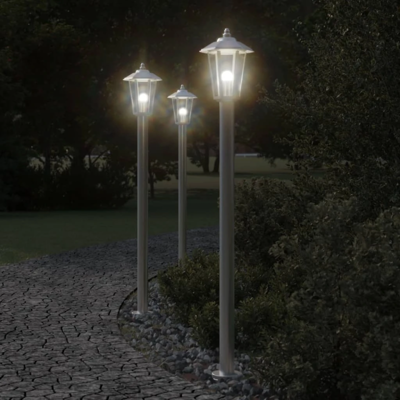 vidaXL āra zemes lampa, sudrabaina, 120 cm, nerūsējošs tērauds