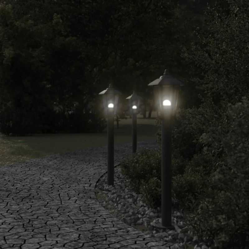 vidaXL āra zemes lampa, melnas, 80 cm, nerūsējošs tērauds