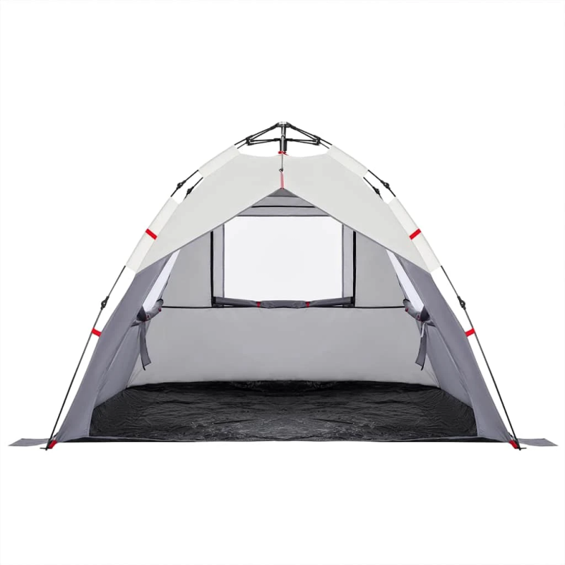 vidaXL pludmales telts 3 personām, pelēka, ūdensnecaurlaidīga