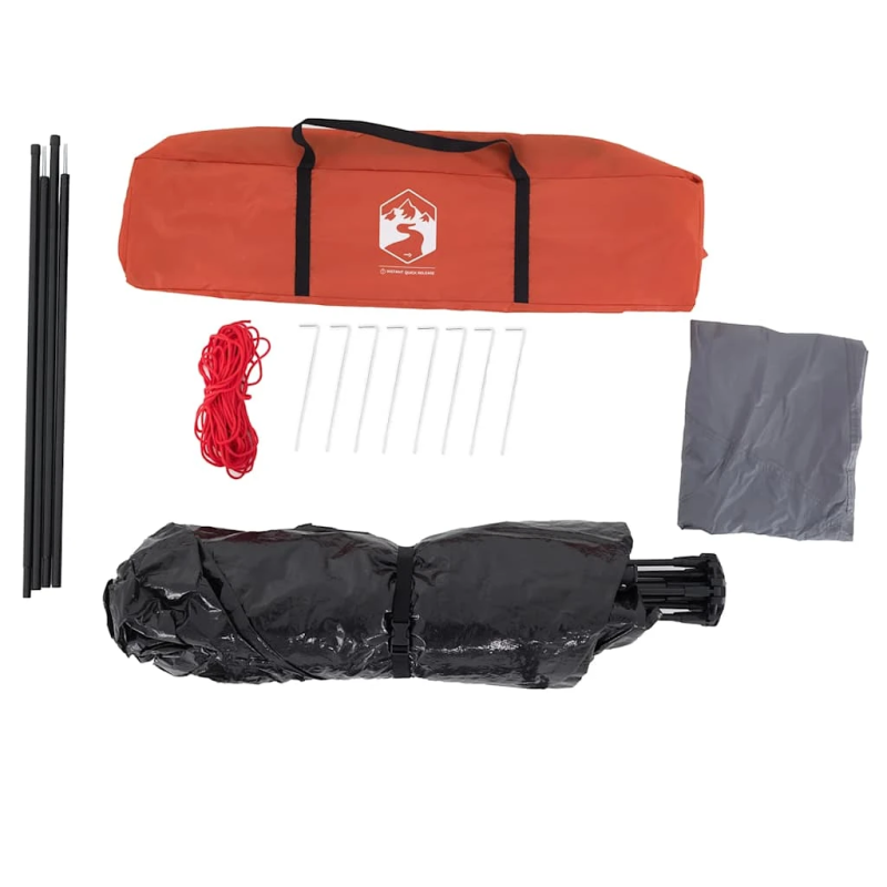 vidaXL kempinga telts 4 personām, pelēka, oranža, ātri saliekama