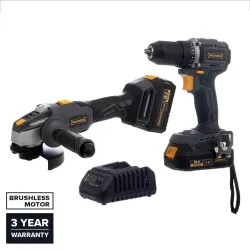 Akumuliatorinių įrankių rinkinys su akumuliatoriumi Grunder CD-B0A18+AG-B0118E, 18 V, 2 Ah-4 Ah