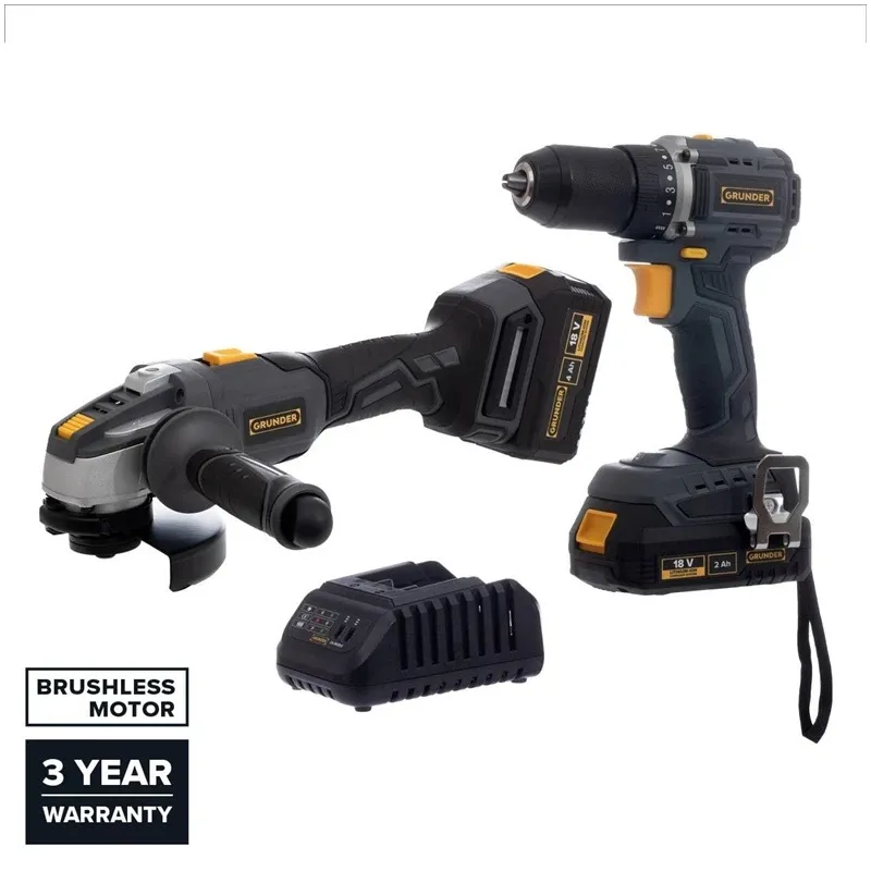 Akumulatora instrumentu komplekts ar bateriju Grunder CD-B0A18+AG-B0118E, 18 V, 2 Ah-4 Ah
