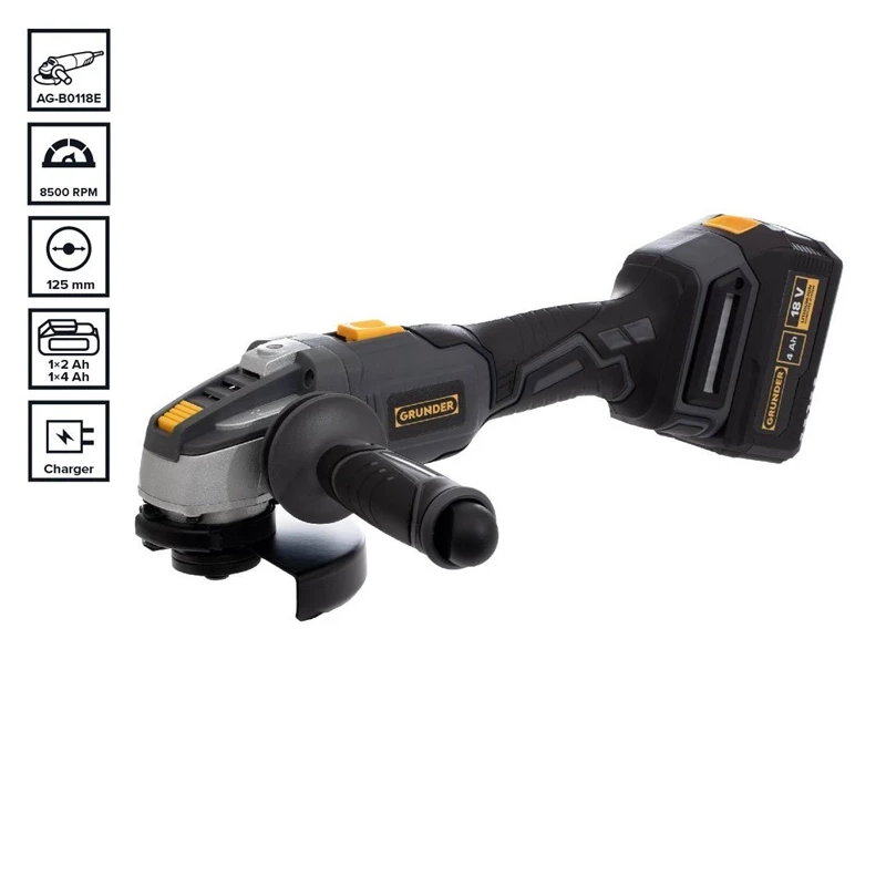 Instrumentu komplekts GRUNDER CD-B0A18+AG-B0118E. 18V. 2Ah. 4Ah