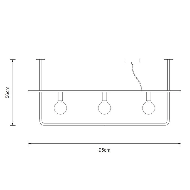 Lampa griestu terra 3xe27 melna