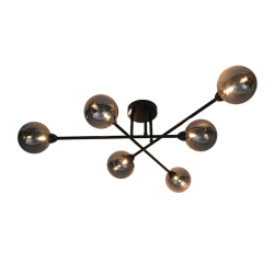 Lampa griestu bora 6xg9 melna-dūmu krāsā