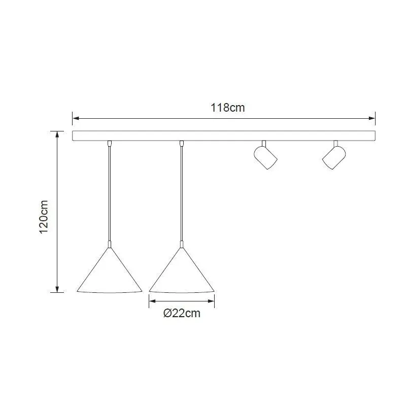 Lampa karināms Domoletti Triangle P23022F-2P+2spot, E27 - GU10, 4 x 40 W