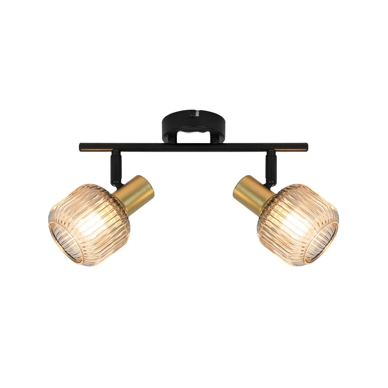 Spotlampa shadow 2xe14 melna- zelta