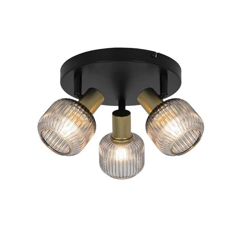 Spotlampa shadow 3xe14 melna- zelta