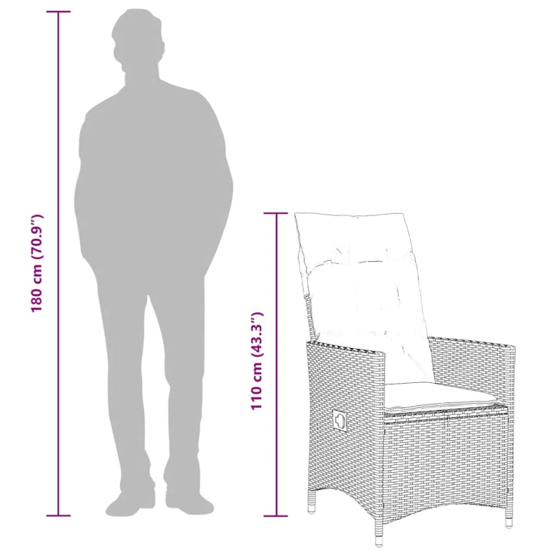 vidaXL 7-daļīgs dārza mēbeļu komplekts ar matračiem, PE rotangpalma