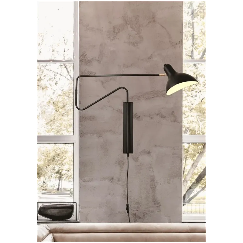 Wall light around e27 black