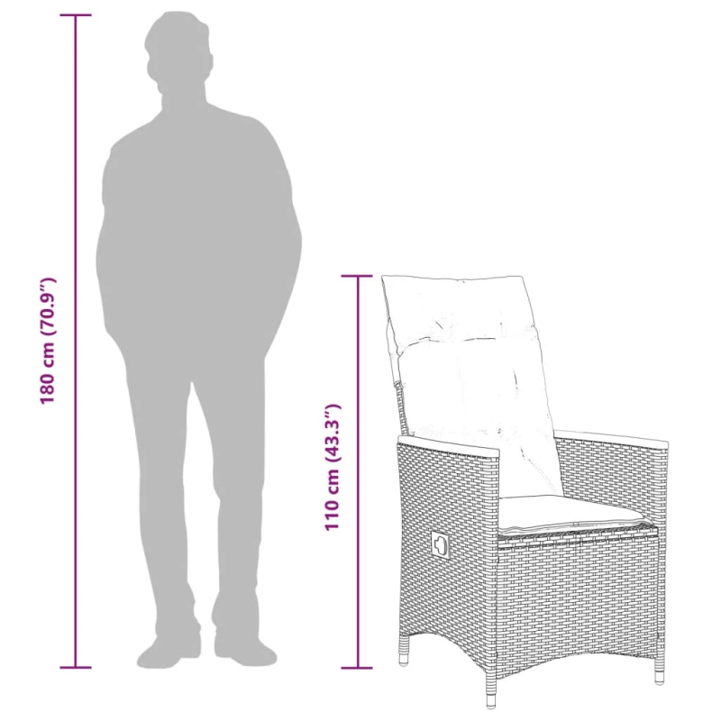 vidaXL 9-daļīgs dārza mēbeļu komplekts ar matračiem, PE rotangpalma