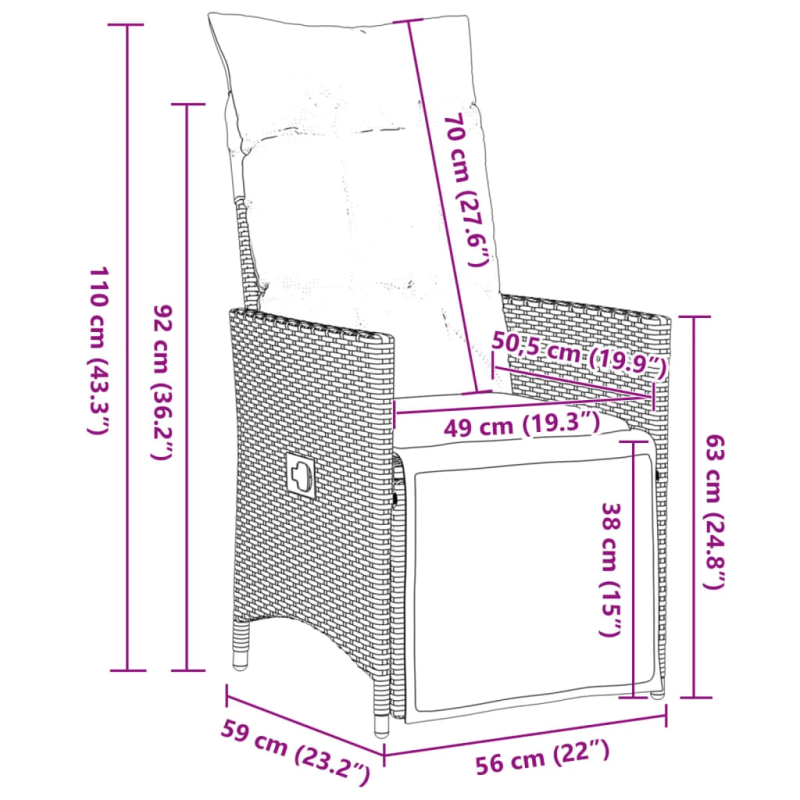 vidaXL 9-daļīgs bistro mēbeļu komplekts, matrači, brūna PE rotangpalma