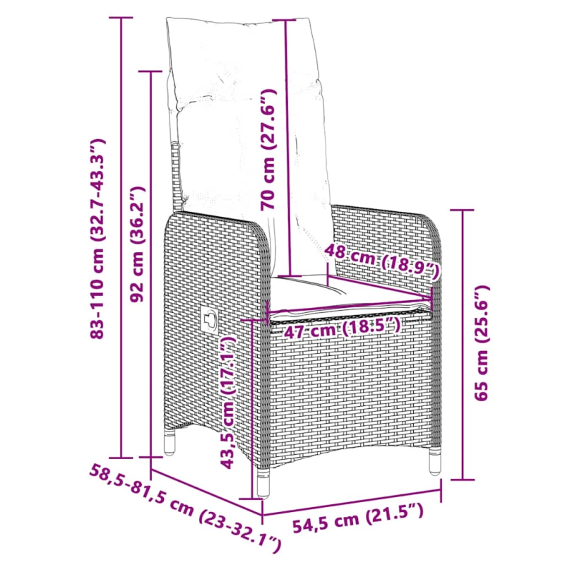 vidaXL 7-daļīgs bistro mēbeļu komplekts, matrači, bēša PE rotangpalma