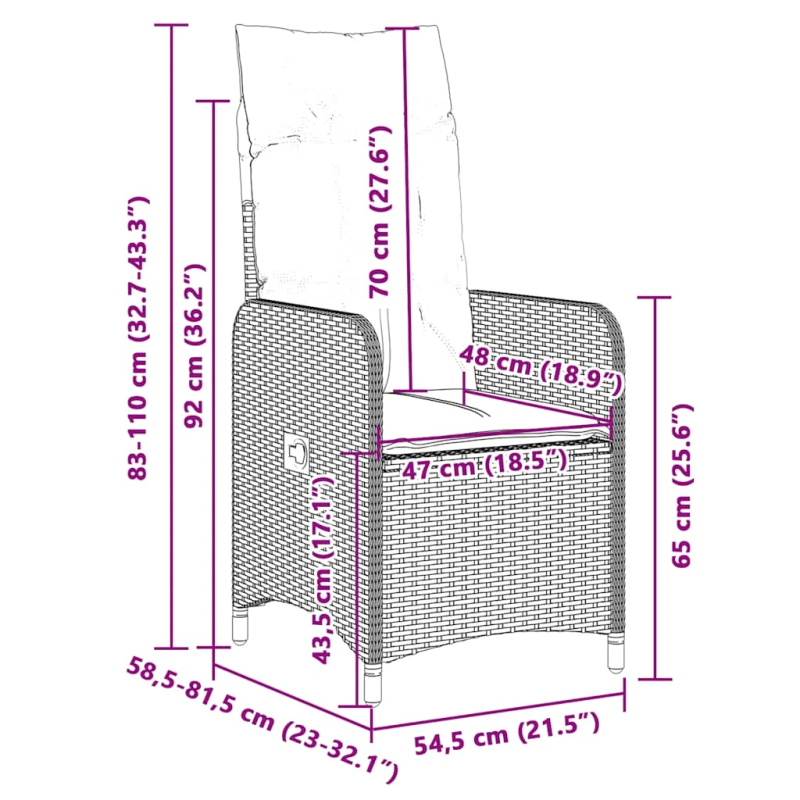 vidaXL 9-daļīgs bistro mēbeļu komplekts, matrači, bēša PE rotangpalma