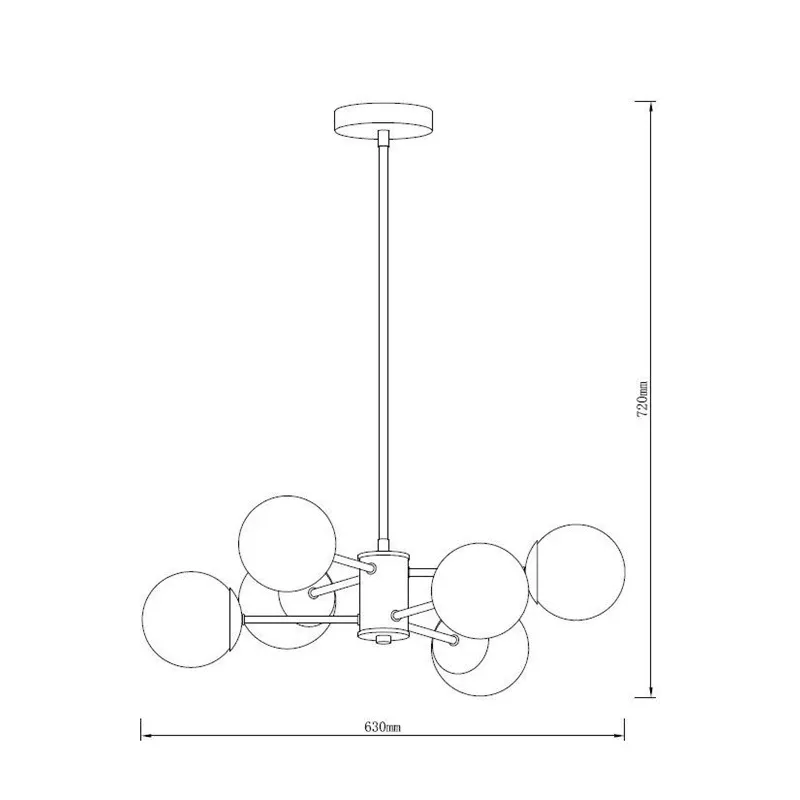 Lampa karināms Domoletti RAILE, E27, 6 x 40 W