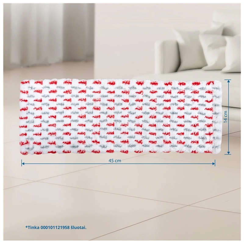 Mazgāšanas birstes lupatiņa Thema Lux, 400 mm, balta-sarkana