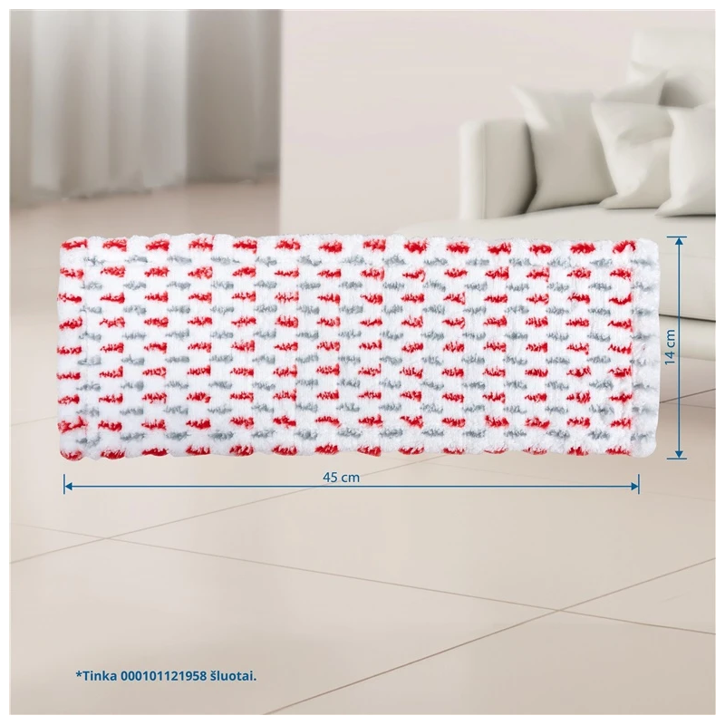 Mazgāšanas birstes lupatiņa Thema Lux, 400 mm, balta-sarkana