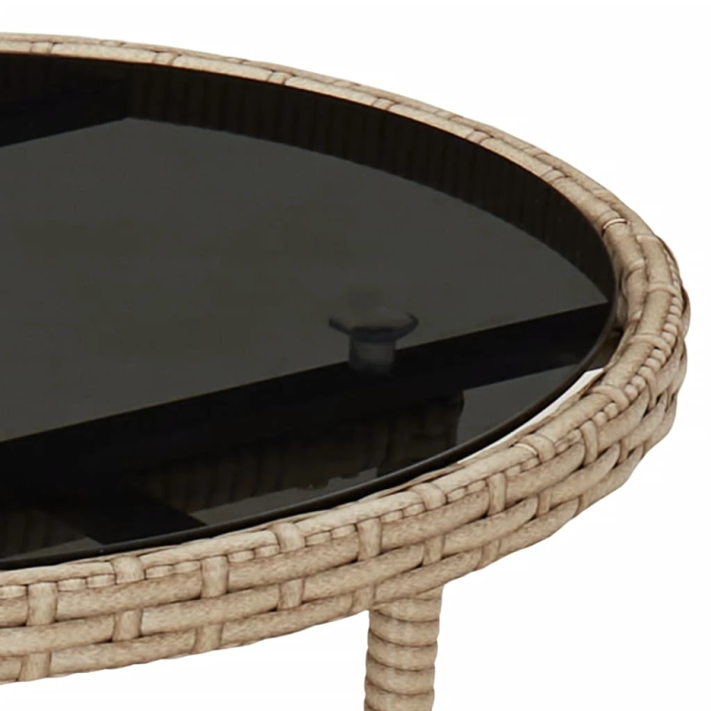 vidaXL 3-daļīgs dārza mēbeļu komplekts, matrači, bēša PE rotangpalma